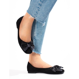 Damen Ballerinas aus Wildleder mit Schleife Shelovet schwarz 1