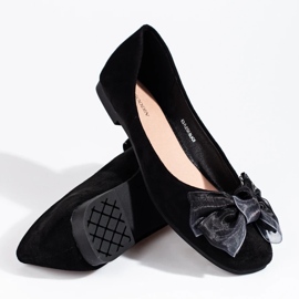 Damen Ballerinas aus Wildleder mit Schleife Shelovet schwarz 2