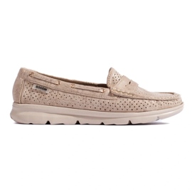 Goldene Wildlederloafer von Shelovet für Damen beige 2