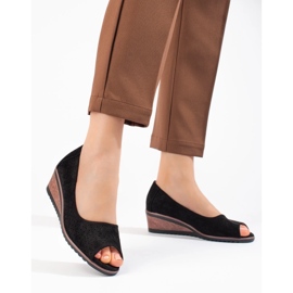 W. Potocki Keilpumps aus durchbrochenem Wildleder für Damen Potocki schwarz 1