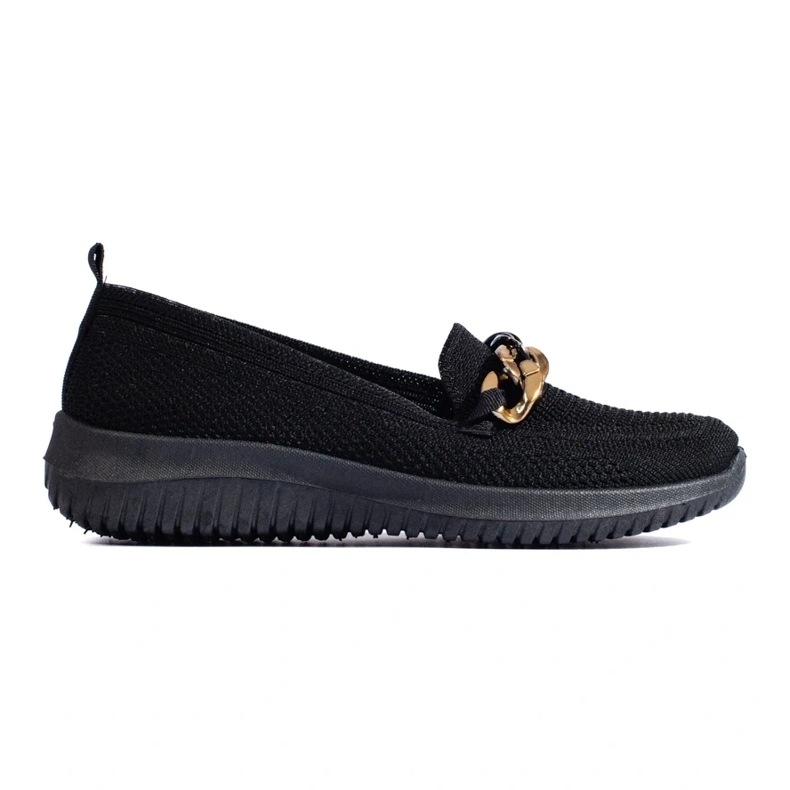 Bequemer Damen-Stoff-Slipper mit einer schwarzen Shelovet-Kette 2
