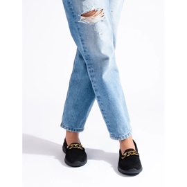 Bequemer Damen-Stoff-Slipper mit einer schwarzen Shelovet-Kette 4
