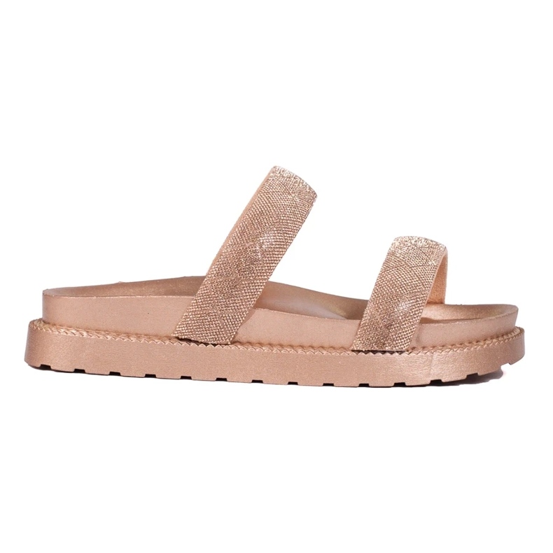 Goldene Damenpantoffeln mit dicker Sohle von Shelovet 2