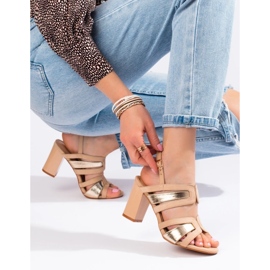 Vinceza Damensandalen mit Absatz in Beige und Gold von Vineza 1