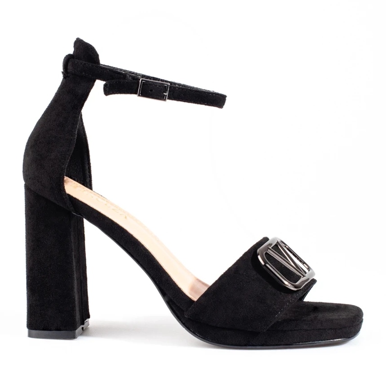 Schwarze Damensandalen mit hohem Absatz von Vinceza 1