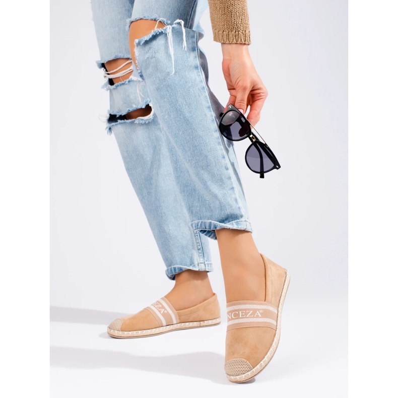 Beige Wildleder-Espadrilles für Damen von Vinceza 1