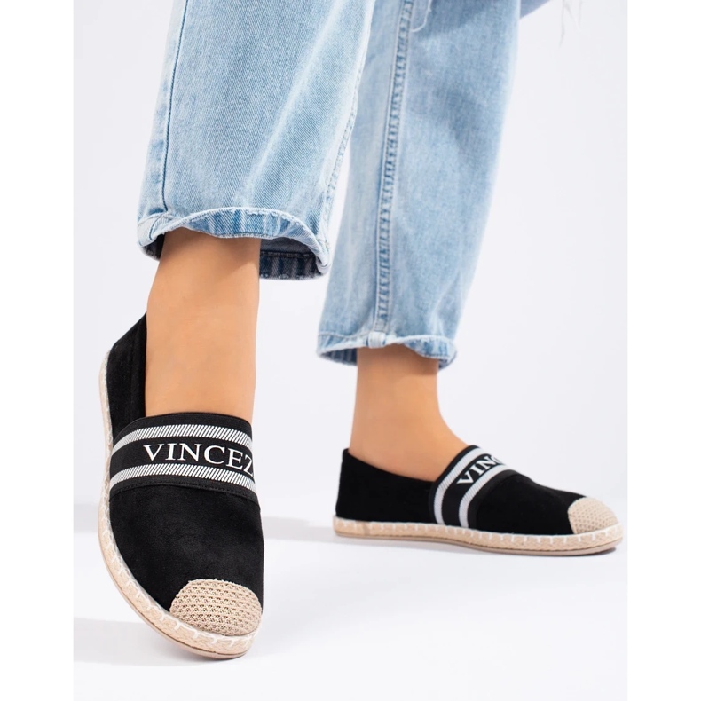 Schwarze Wildleder-Espadrilles für Damen von Vinceza 1