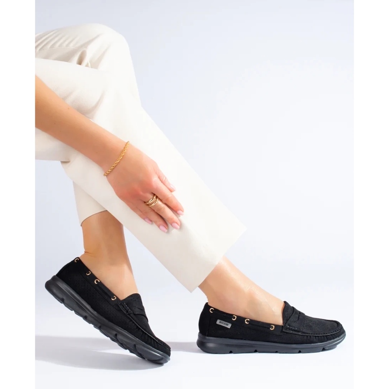Schwarze Wildleder-Loafer von Shelovet für Damen 1
