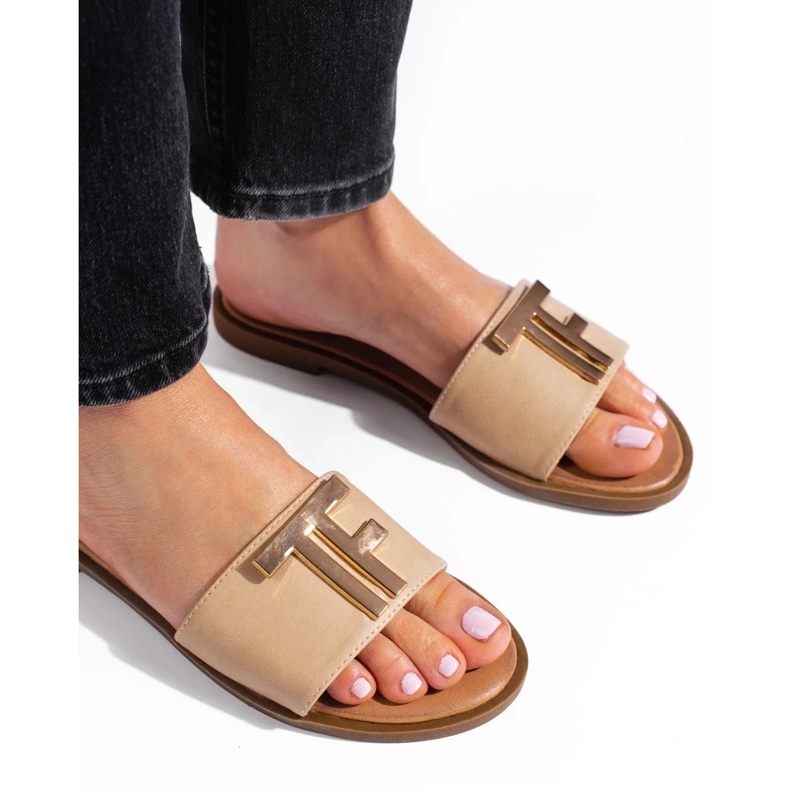 W. Potocki Beige flache Damensandalen von Potocki 1