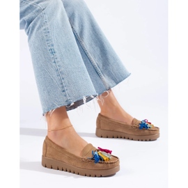 W. Potocki Potocki Wildleder-Boho-Loafer mit Quasten beige 2