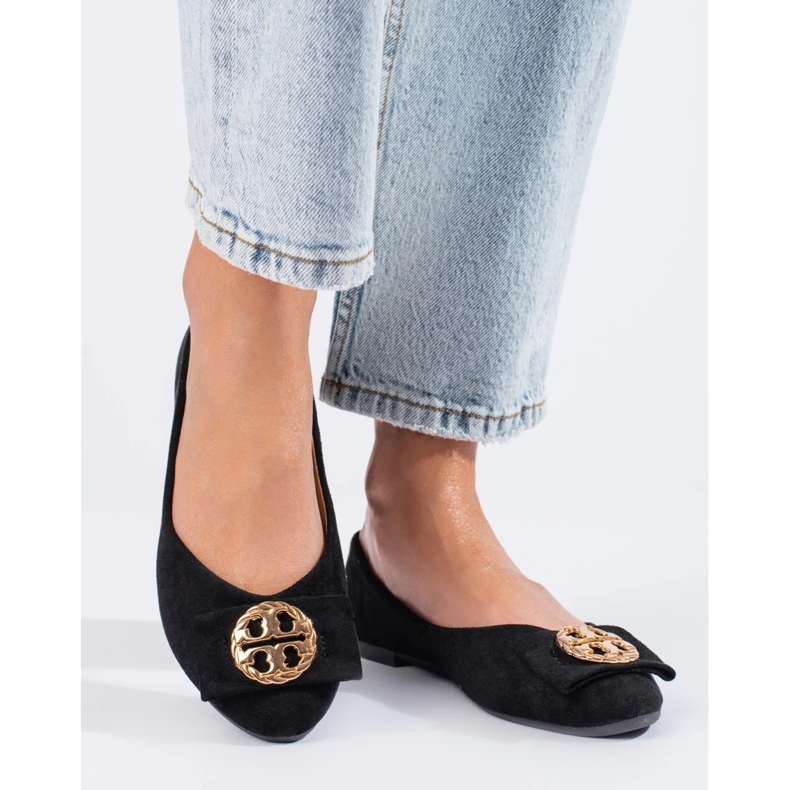 W. Potocki Ballerinas aus schwarzem Wildleder mit Verzierung von Potocki 2