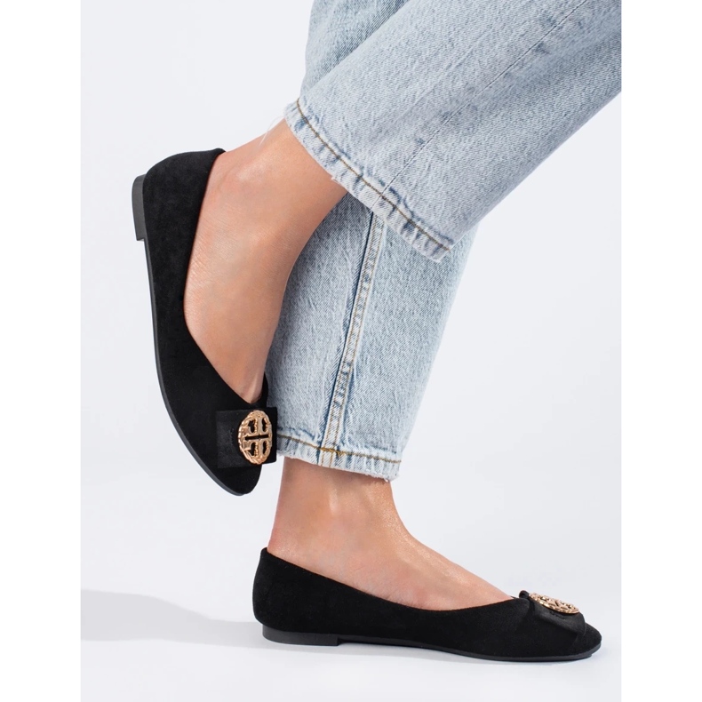 W. Potocki Ballerinas aus schwarzem Wildleder mit Verzierung von Potocki 1