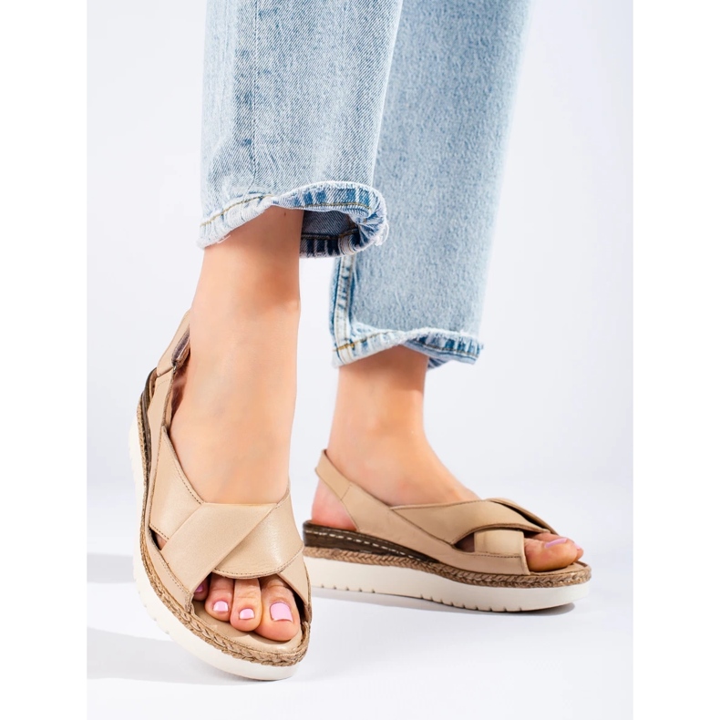 W. Potocki Damen-Sandalen mit niedrigem Keilabsatz Potocki beige 2