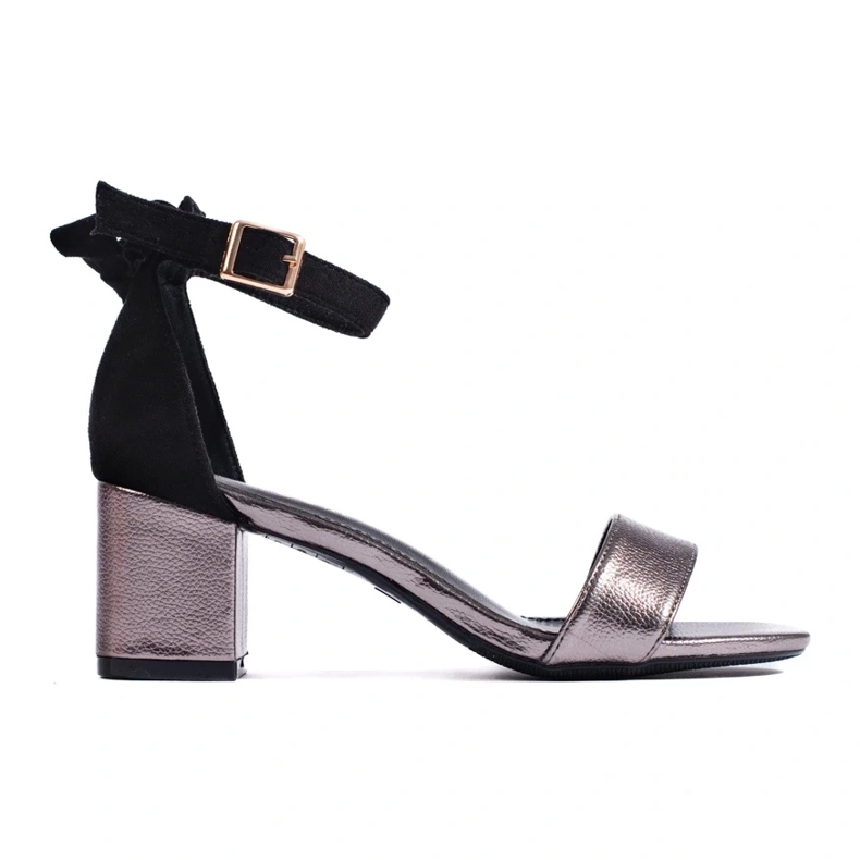 W. Potocki Schwarz-silberne Sandalen mit Schleife von Potocki 2