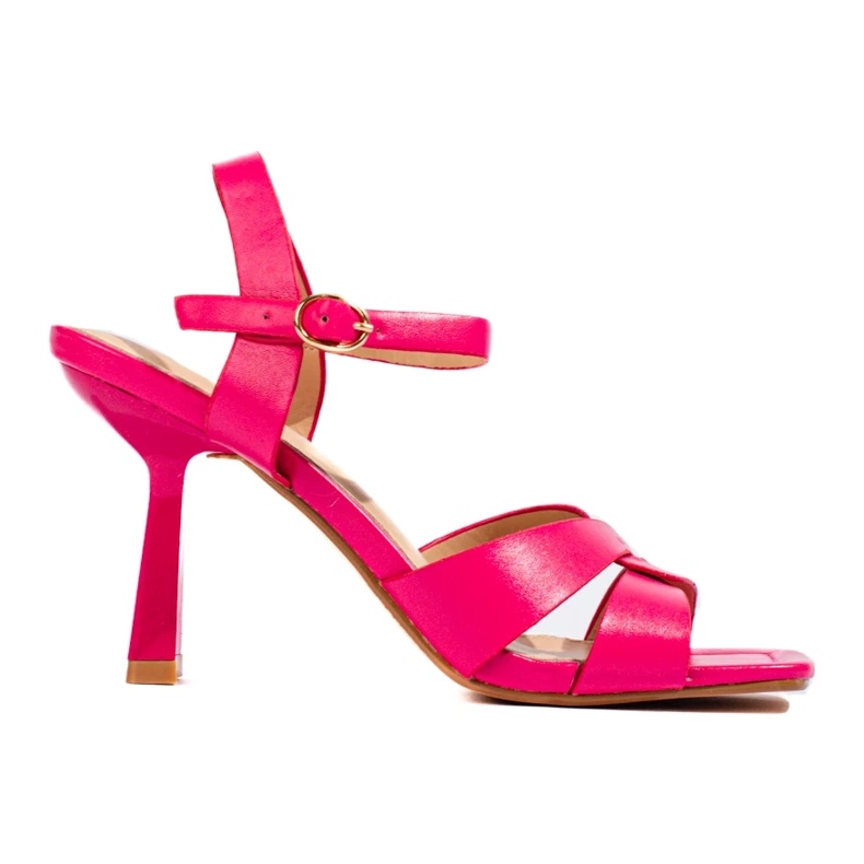 Fuchsiafarbene Blocksandalen von Shelovet rosa 2