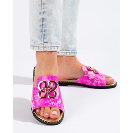 Rosa Damen-Flip-Flops mit Goldverzierung von Shelovet 2