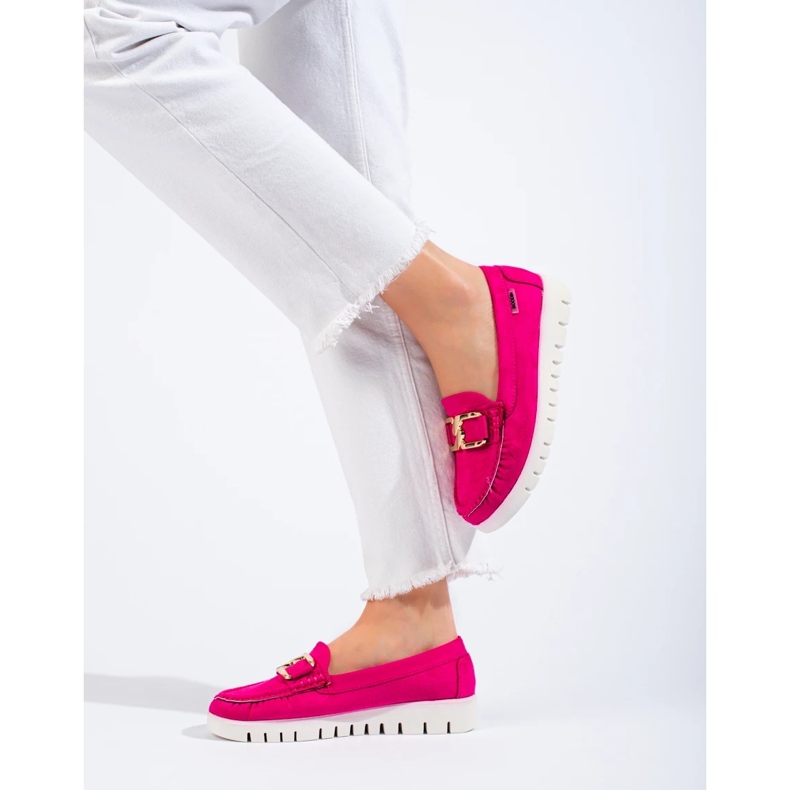 Wildledermokassins auf dicker Sohle in rosa Shelovet 1