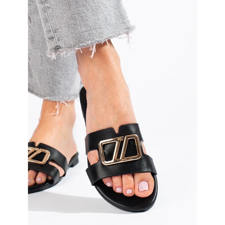 Elegante schwarze Shelovet-Damenhausschuhe 1