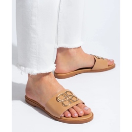 Klassische schwarze Shelovet-Hausschuhe für Damen beige 2