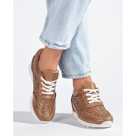 Durchbrochene Sneakers mit verstecktem Keilabsatz Shelovet braun 2