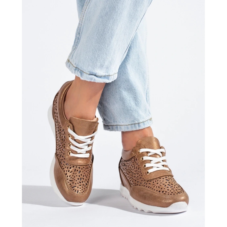 Durchbrochene Sneakers mit verstecktem Keilabsatz Shelovet braun 2