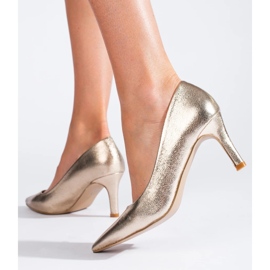Klassische goldene Shelovet-Pumps für Damen mit hohem Absatz 2