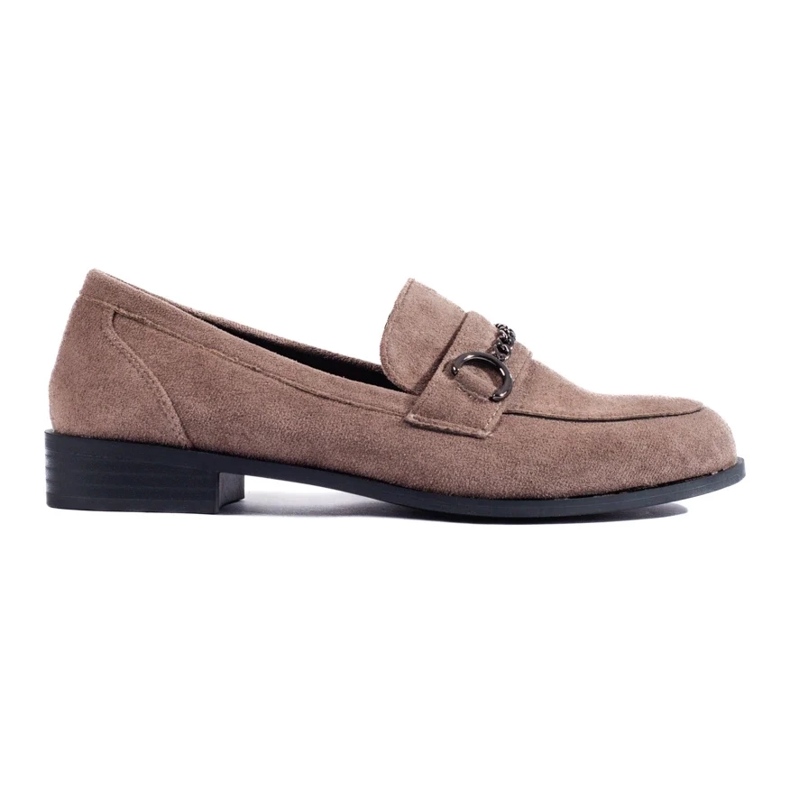 Dunkelbeige Wildleder-Loafer für Damen von Shelovet 2