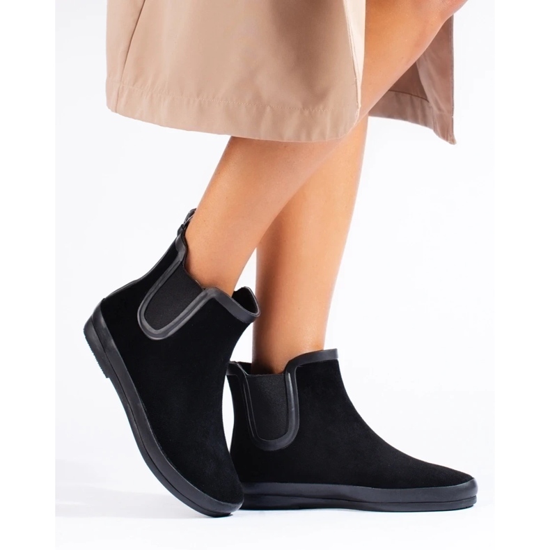 W. Potocki Schwarze isolierte Gummistiefel aus Wildleder von Potocki 2