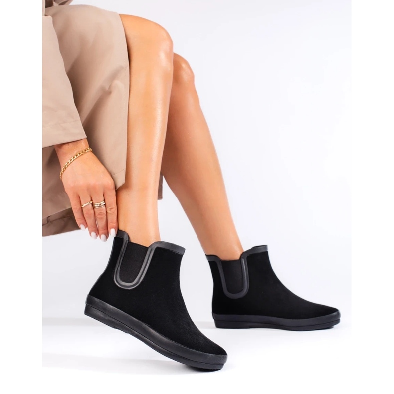 W. Potocki Schwarze isolierte Gummistiefel aus Wildleder von Potocki 1