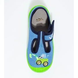 Blaue Baggerpantoffeln von Shelovet mit Klettverschluss 1