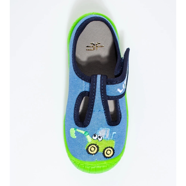 Blaue Baggerpantoffeln von Shelovet mit Klettverschluss 1