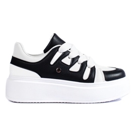 Schwarz-weiße Damen-Sneaker von Shelovet mit dicker Sohle 2