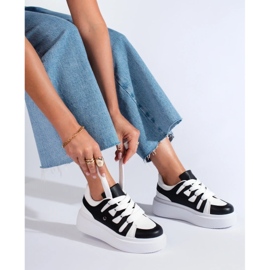 Schwarz-weiße Damen-Sneaker von Shelovet mit dicker Sohle 3