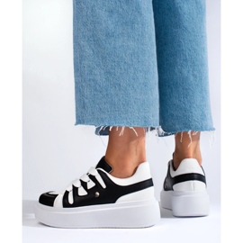 Schwarz-weiße Damen-Sneaker von Shelovet mit dicker Sohle 4