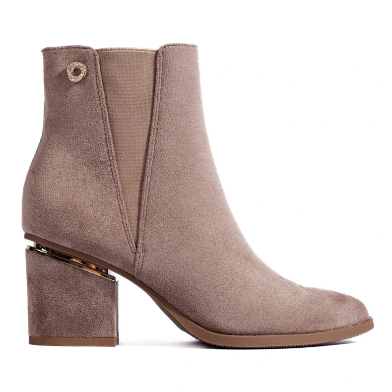 Dunkelbeige Shelovet-Wildlederstiefel für Damen 2
