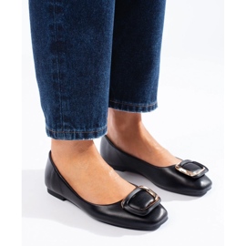 Schwarze, elegante Ballerinas mit quadratischer Spitze von Shelovet 1