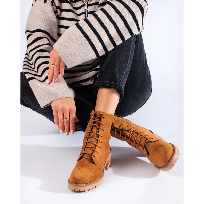 Braune Schnürstiefeletten für Damen von Shelovet 1