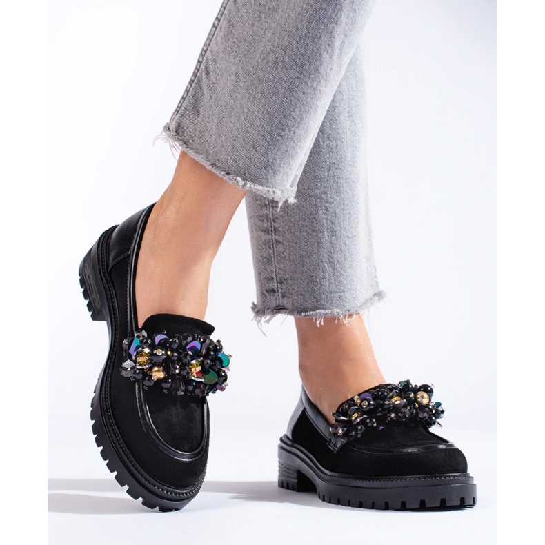 Schwarze Wildleder-Loafer für Damen von Shelovet 2