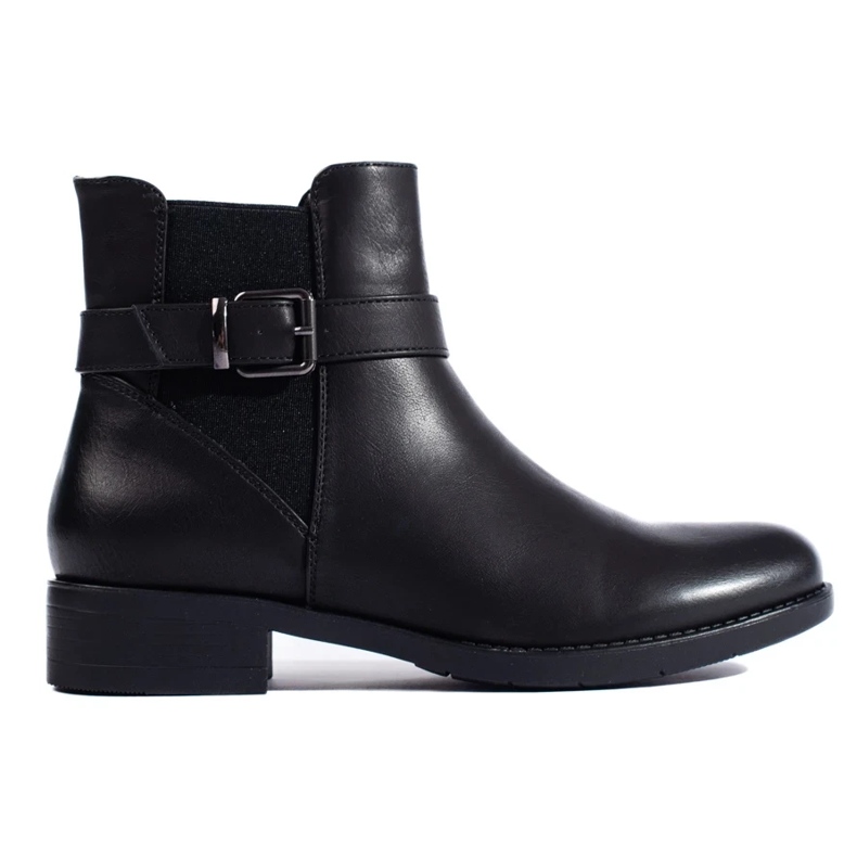 Schwarze Damenstiefeletten mit Shelovet-Gummieinsatz 1