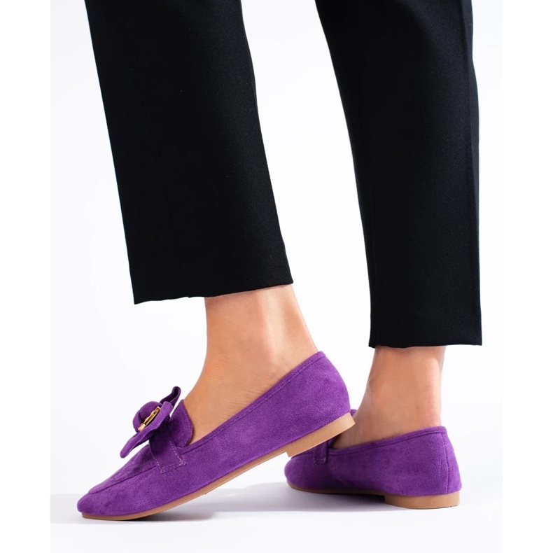 Lila Wildleder-Mokassins für Damen 1