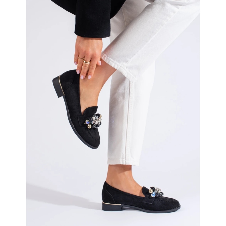 Schwarze Damenherren mit Shelovet-Kristallen 2