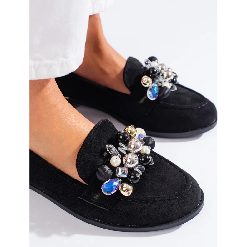 Schwarze Damenherren mit Shelovet-Kristallen 1