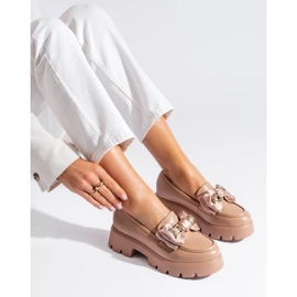 Beigefarbene Slipper mit Shelovet-Schleife 2