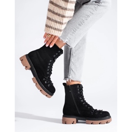 Schnürstiefel aus Wildleder, schwarz, Vinceza 2