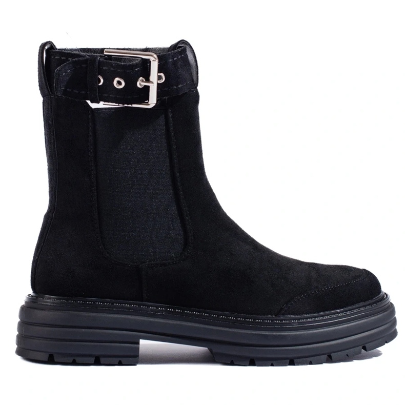 Schwarze Wildlederstiefeletten mit Shelovet-Schnalle 2