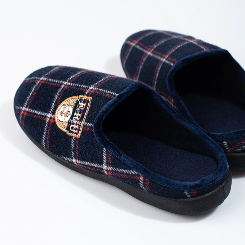 Marineblau karierte Hausschuhe für Herren von Shelovet 1