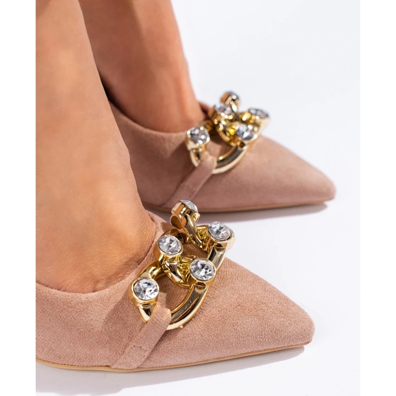 Wildlederrosa High Heels mit Kette von Vinceza 1