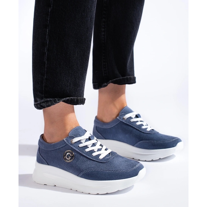 Blaue Sportschuhe aus Leder 2