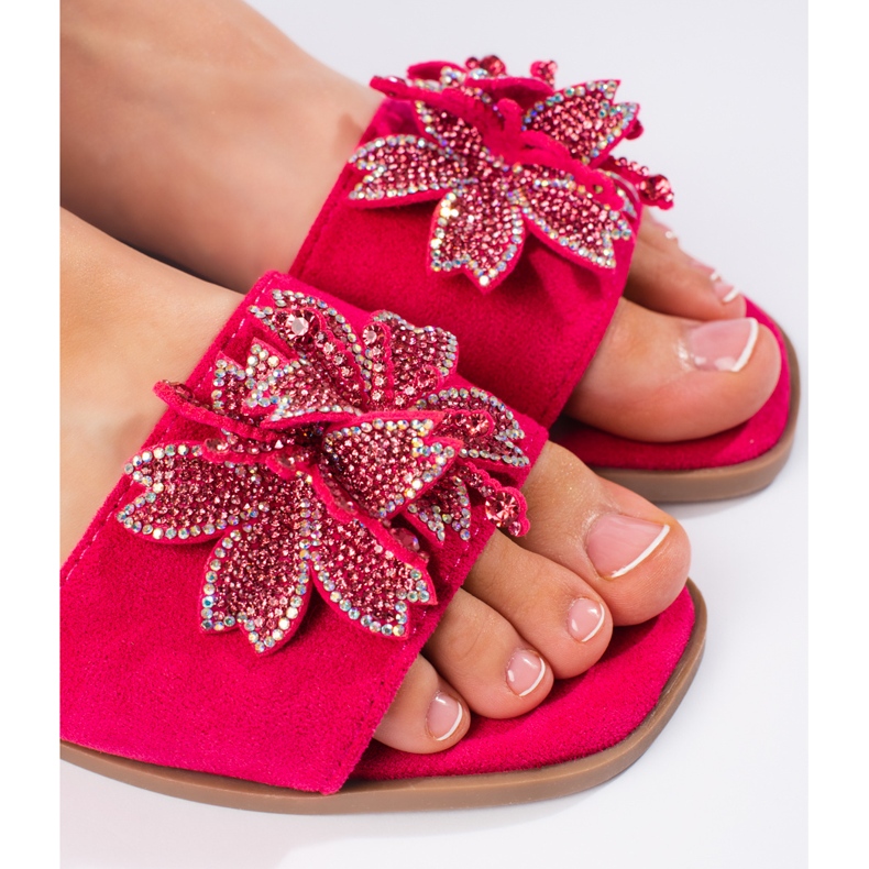 Damen-Flip-Flops in Fuchsia mit Verzierung rosa 2