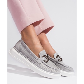 Goodin Graue durchbrochene Damenmokassins 2